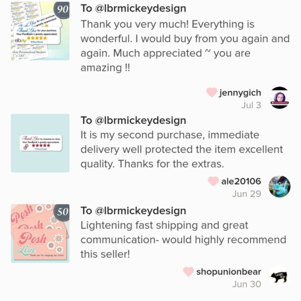 ♥️ 5x25 / 60 Thank You Stickers - Picture 2 of 4